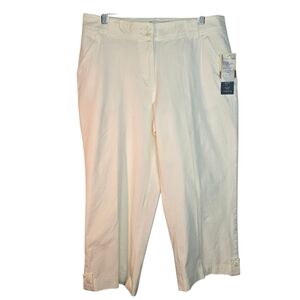 NWT Coldwater Creek White Capri Pants Cotton/Spandex Back Pockets Size 12